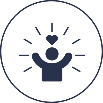 Person with heart and rays icon
