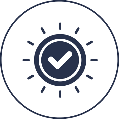 Checkmark inside sunburst icon