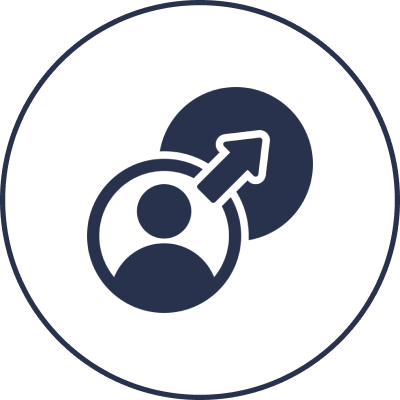Abstract person with arrow icon